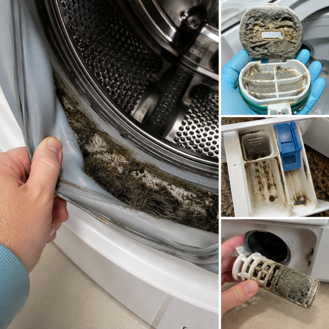 Dirty washing machine buildup