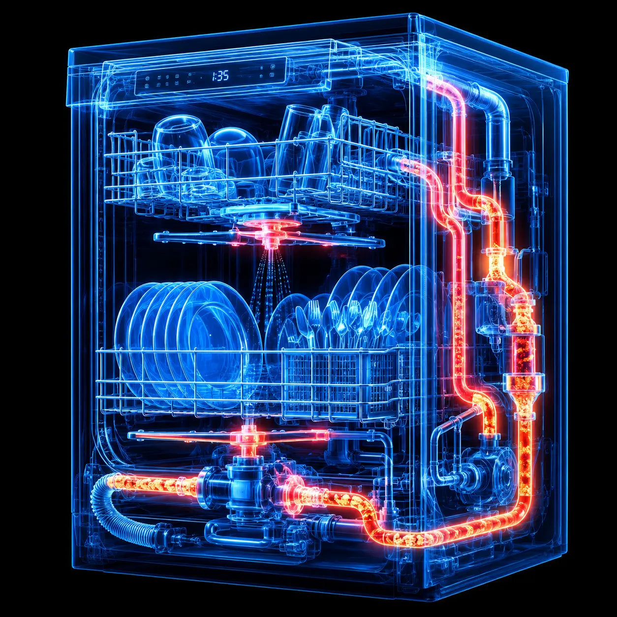 Expensive new dishwasher displayed in an appliance store